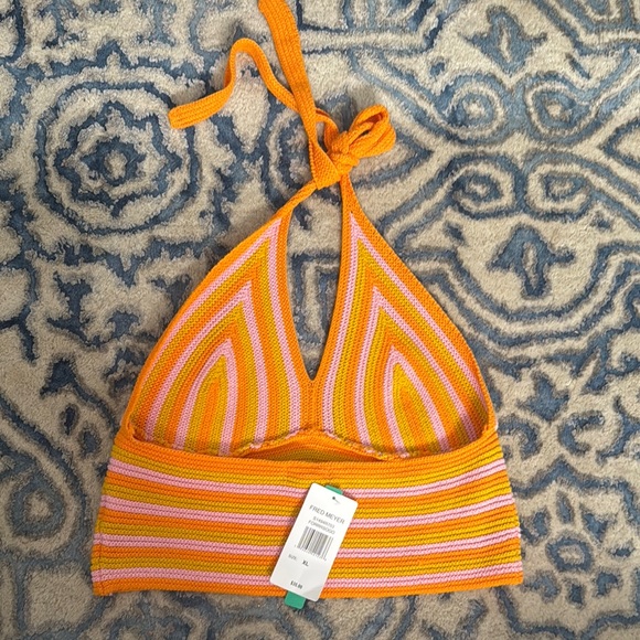 Striped Orange and Pink Crop Top - Picture 2 of 2
